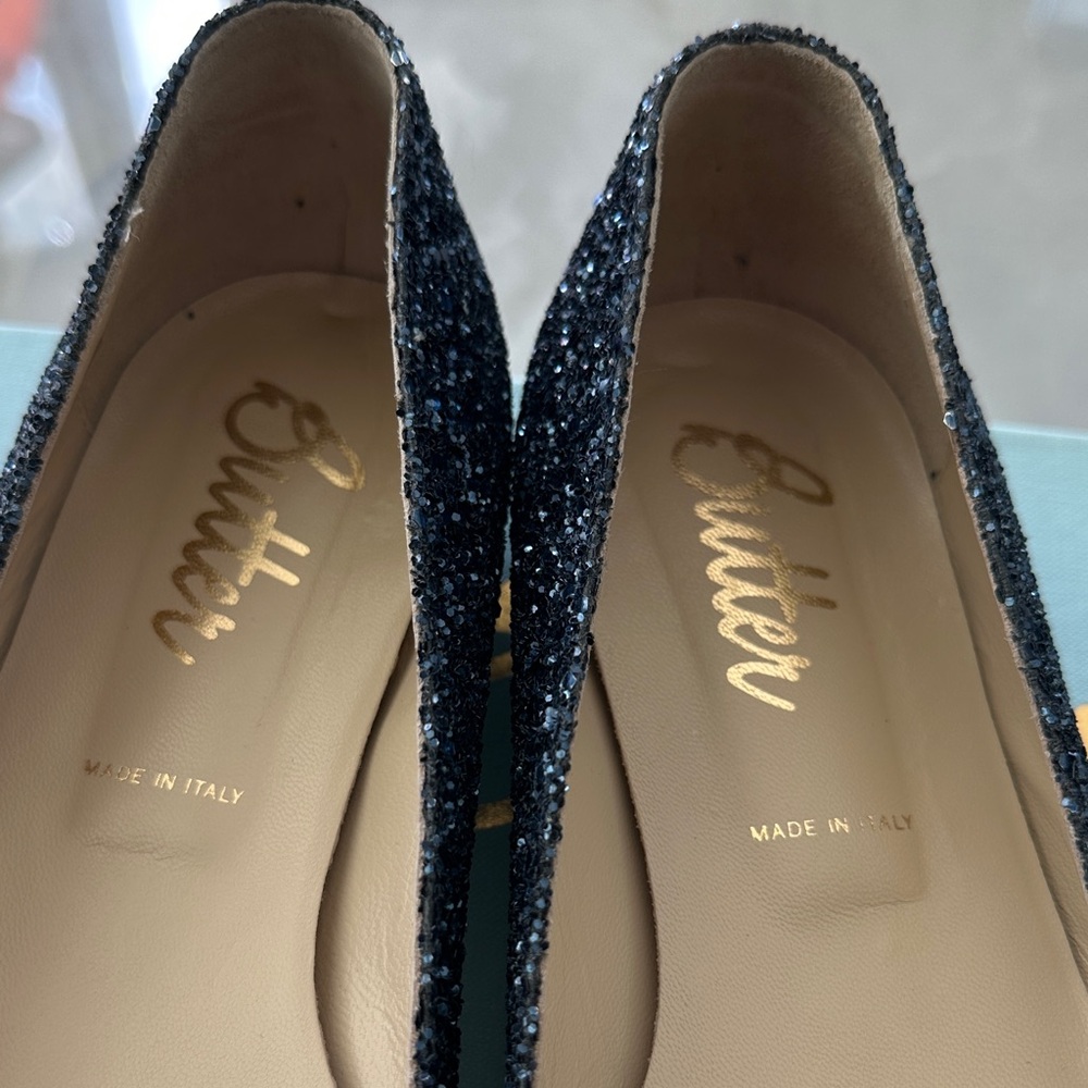 Butter Navy Glitter Pointed Toe Flats - Picture 5 of 6
